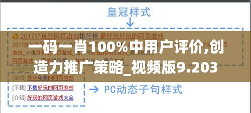 一码一肖100%中用户评价,创造力推广策略_视频版9.203