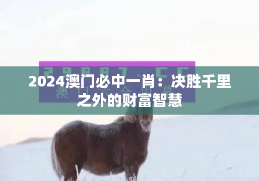 2024澳门必中一肖：决胜千里之外的财富智慧