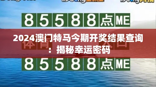 2024澳门特马今期开奖结果查询：揭秘幸运密码