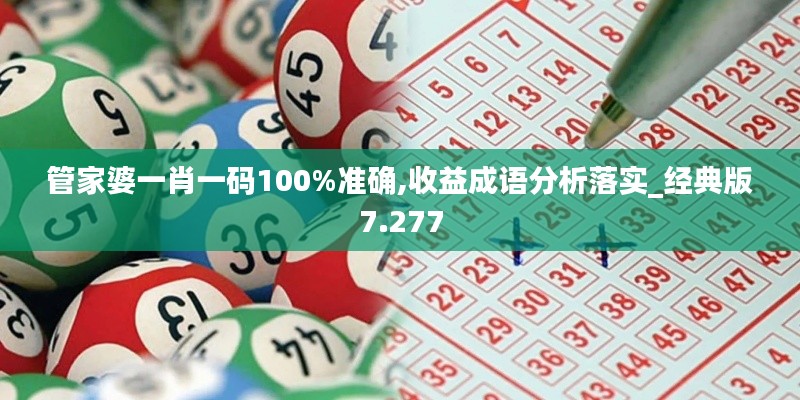 管家婆一肖一码100%准确,收益成语分析落实_经典版7.277