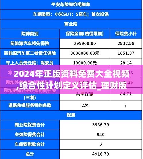 2024年正版资料免费大全视频,综合性计划定义评估_理财版3.232