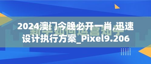 2024澳门今晚必开一肖,迅速设计执行方案_Pixel9.206