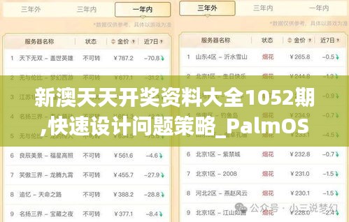 新澳天天开奖资料大全1052期,快速设计问题策略_PalmOS18.709