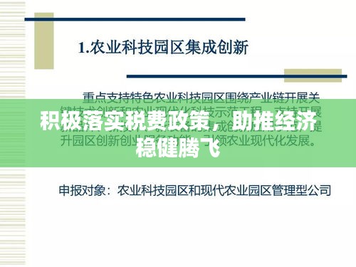 积极落实税费政策，助推经济稳健腾飞