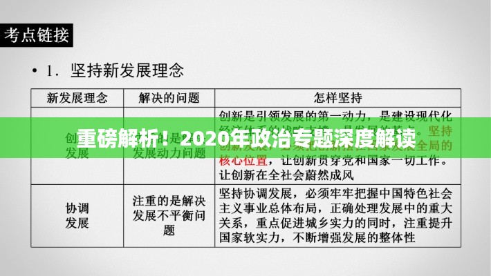 重磅解析！2020年政治专题深度解读