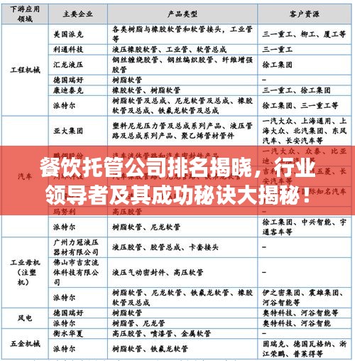 餐饮托管公司排名揭晓，行业领导者及其成功秘诀大揭秘！