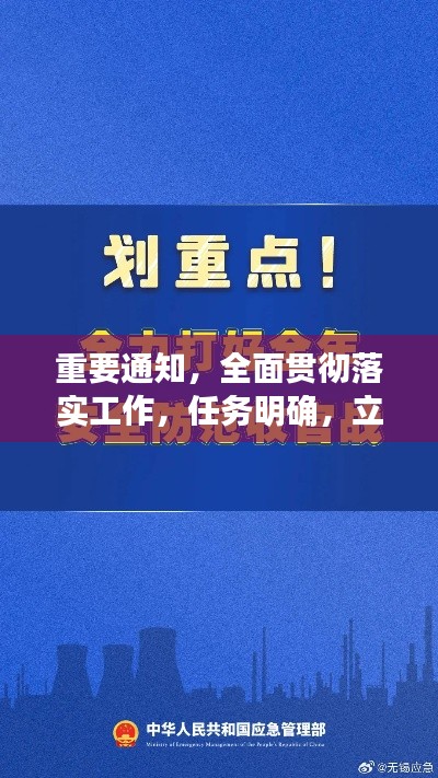 重要通知，全面贯彻落实工作，任务明确，立即行动！