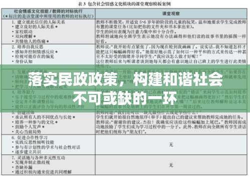 落实民政政策，构建和谐社会不可或缺的一环